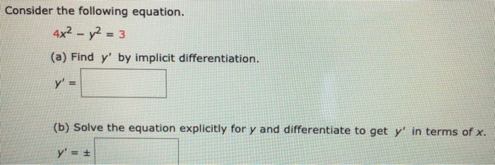 Solved Consider the following equation. 4x² - y² = 3 (a) | Chegg.com