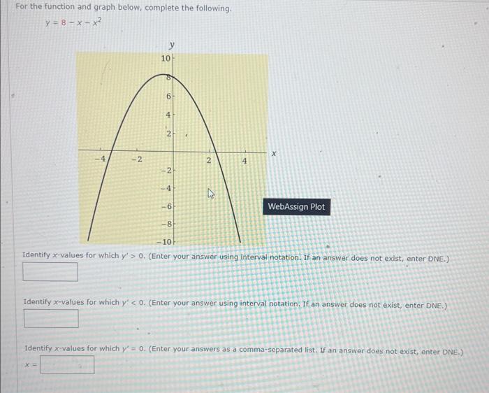 Solved For the function and graph below, complete the | Chegg.com
