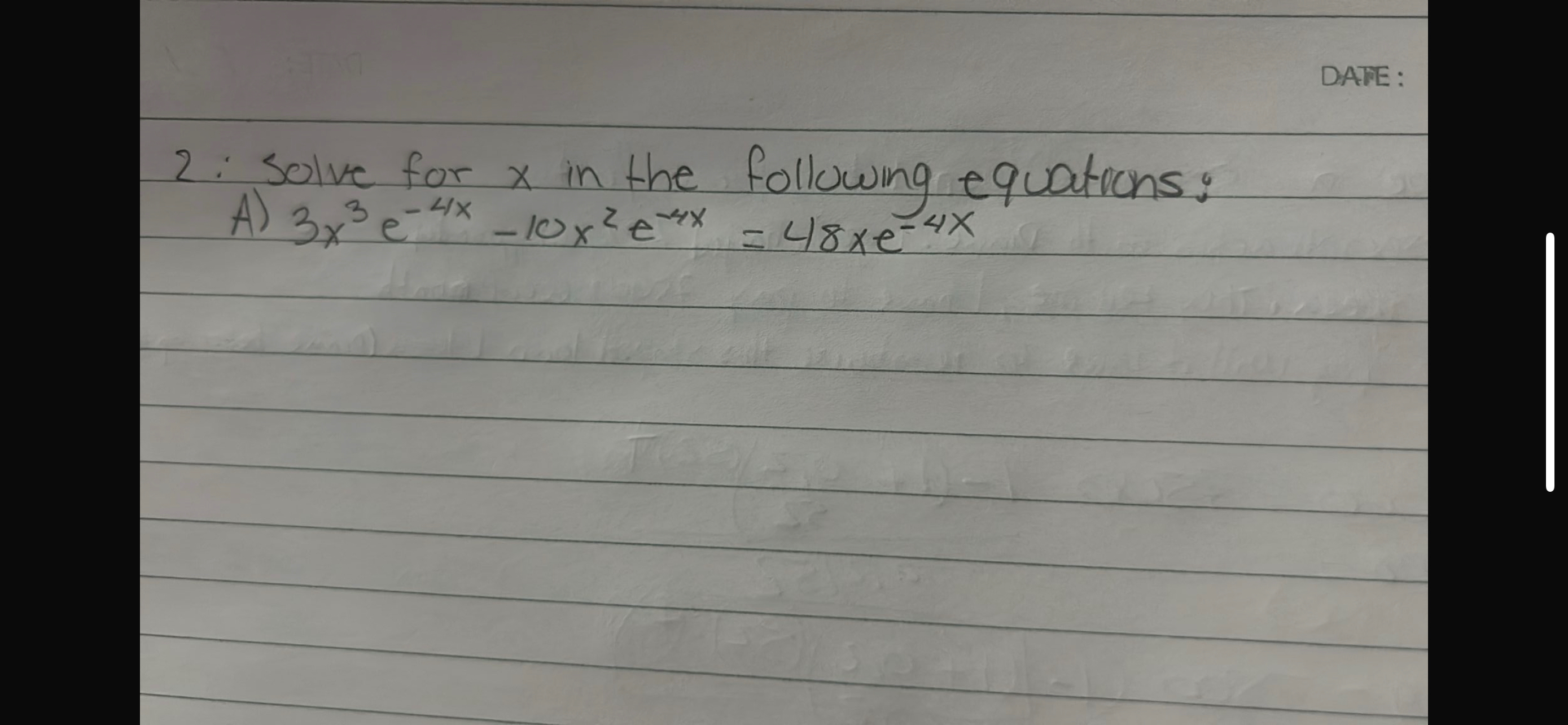 Solved 2: Solve for x ﻿in the following | Chegg.com