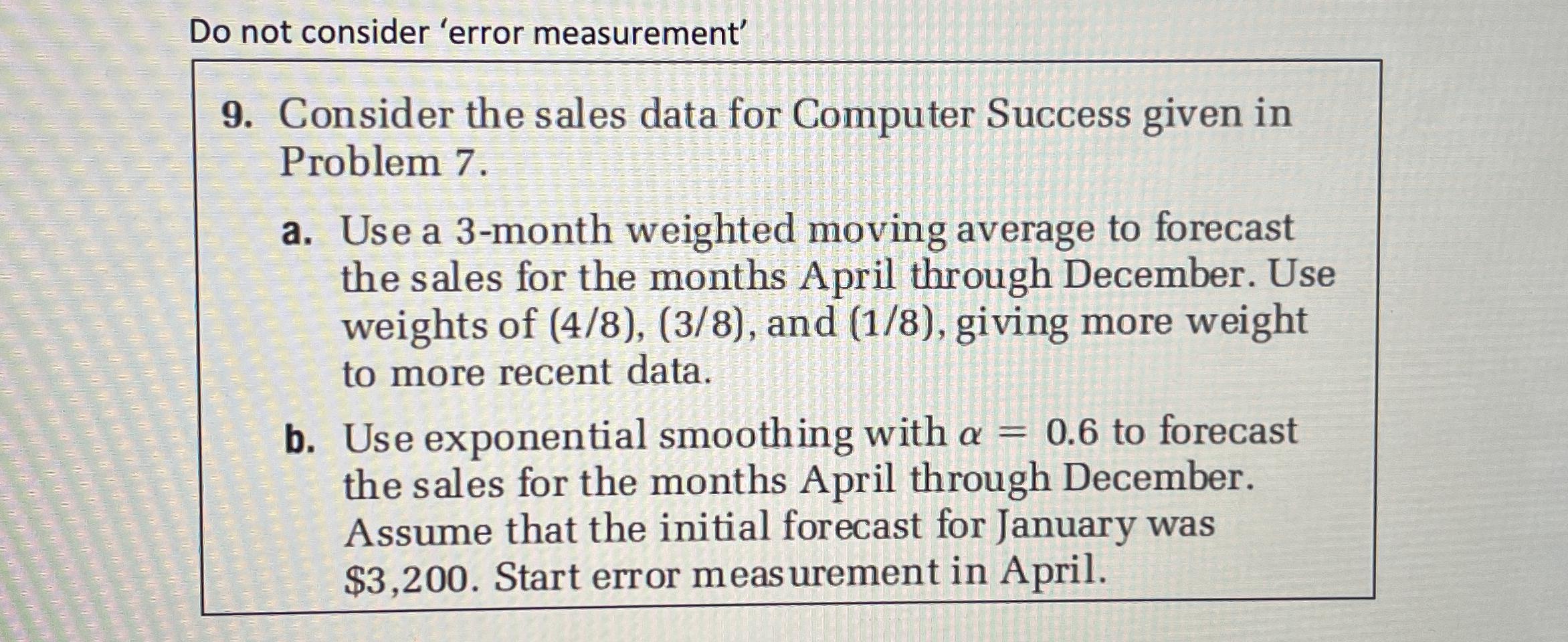 Solved Do Not Consider 'error Measurement'9. ﻿Consider The | Chegg.com