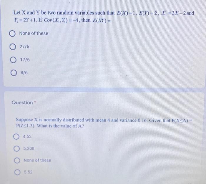 Solved Let X and Y be two random variables such that ECO-1. | Chegg.com