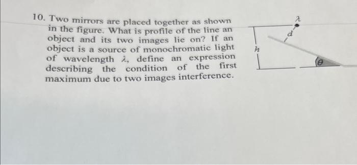 Solved 10. Two mirrors are placed together as shown in the | Chegg.com
