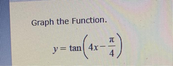 Solved Graph the Function. y=tan(4x−4π) | Chegg.com