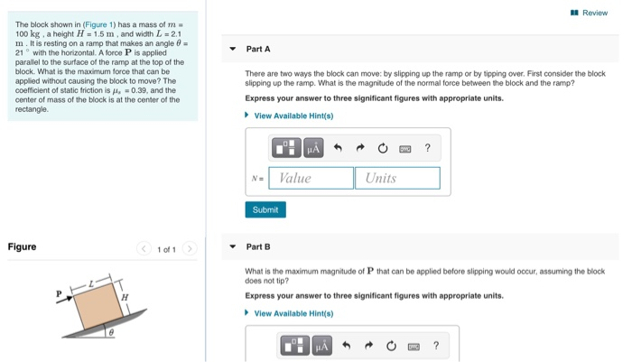 Solved Review Part A The block shown in (Figure 1) has a | Chegg.com