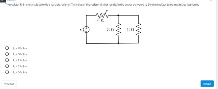 Solved The Resistor R, In The Circuit Below Is A Variable | Chegg.com