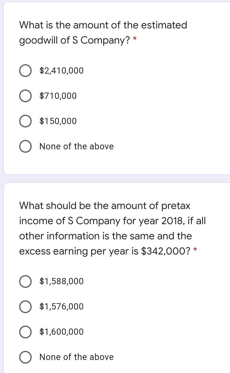 Solved Goodwill Estimation Use the following to answer the | Chegg.com