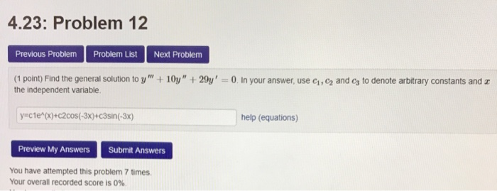 Solved 4.23: Problem 12 Previous Problem Problem List Next | Chegg.com