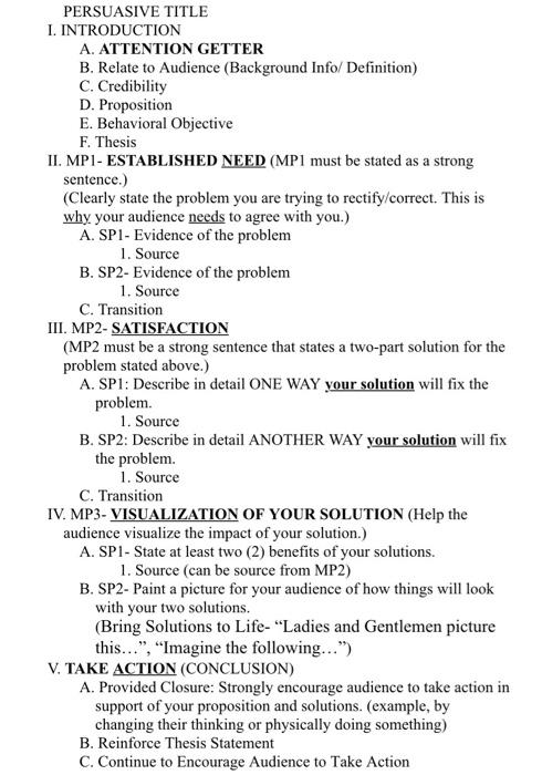 persuasive speech outline chegg