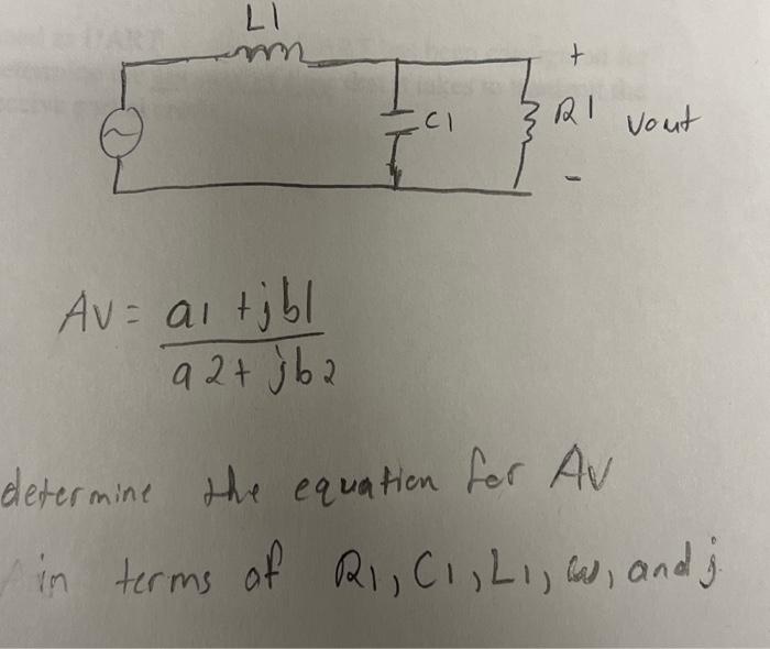 Solved Av=a2+jb2a1+jb1 determine the equation for AV in | Chegg.com