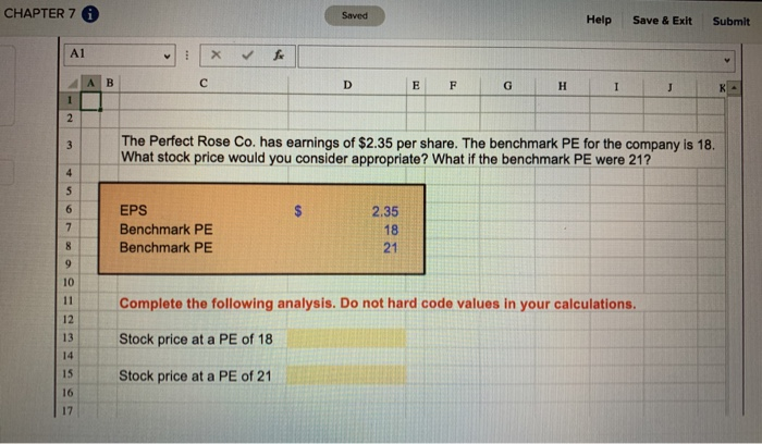 Solved CHAPTER 7 6 Saved Help Save & Exit Submit E F G H | Chegg.com
