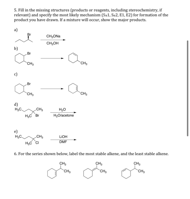 Solved 5. Fill in the missing structures (products or | Chegg.com