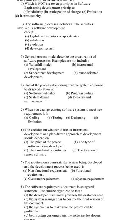 Solved 1) Which is NOT the seven principles in Software | Chegg.com