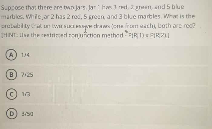 Solved Suppose that there are two jars. Jar 1 has 3 red, 2 | Chegg.com