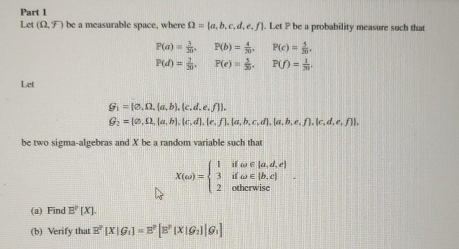 Part 1 Let 12 F Be A Measurable Space Where Q Chegg Com