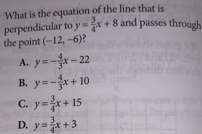 Solved perpendicular to y = 2x + 8 and passes through What | Chegg.com