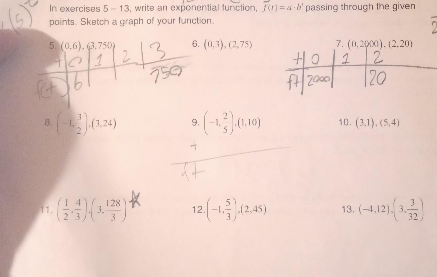 Solved write a exponential function passing through the | Chegg.com