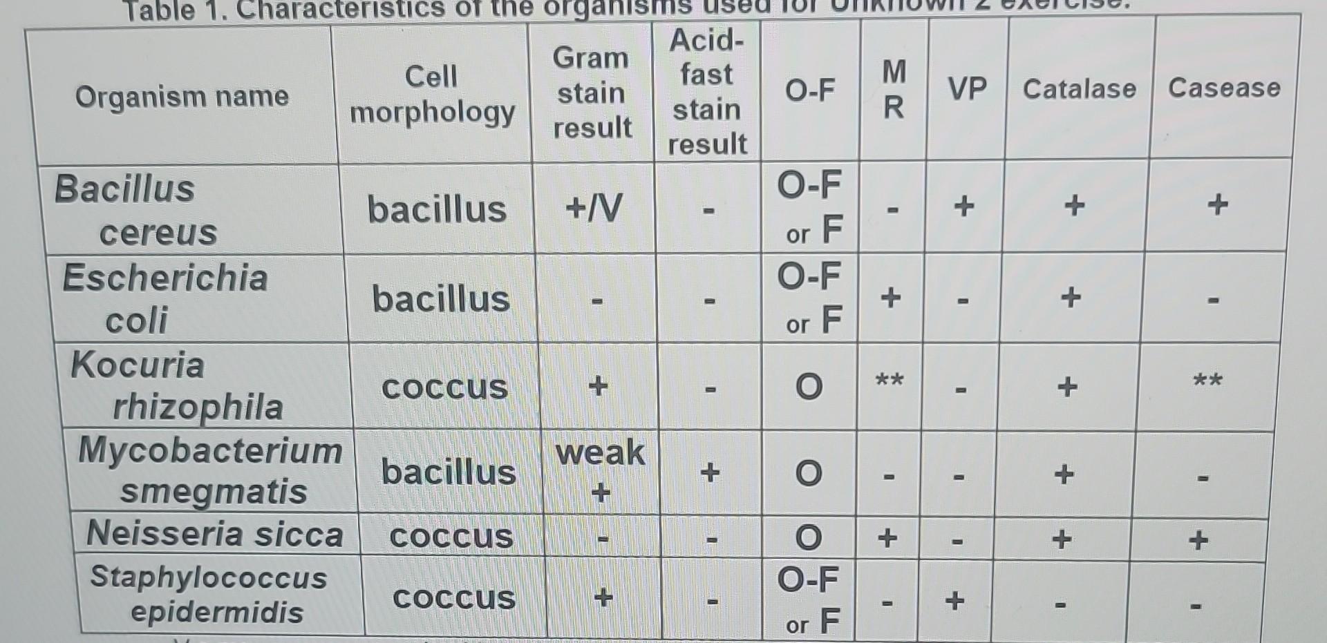 Solved O I want a dichotomous key created from the table | Chegg.com