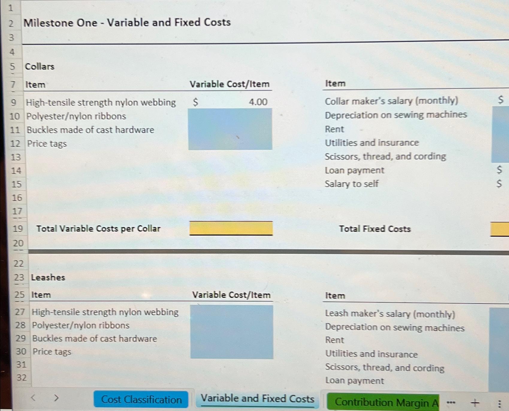 Solved Milestone One ﻿Variable and Fixed
