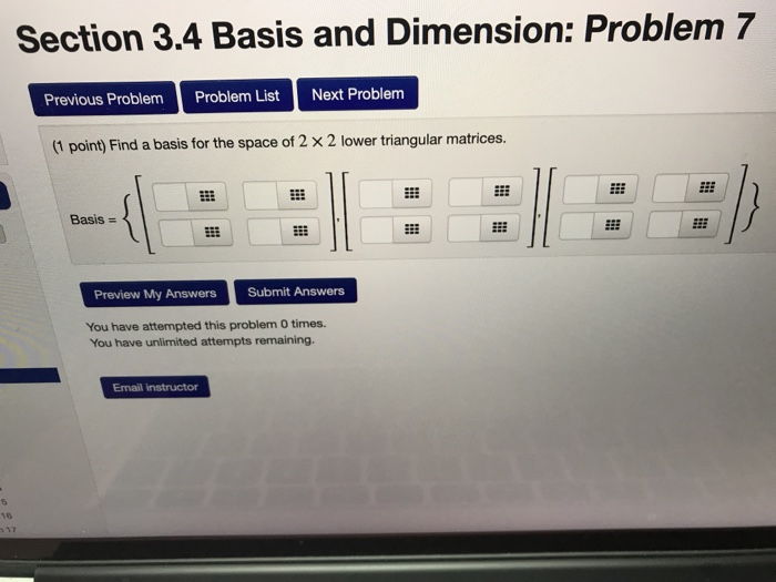 Solved Section 3.4 Basis And Dimension: Problem 7 Previous | Chegg.com