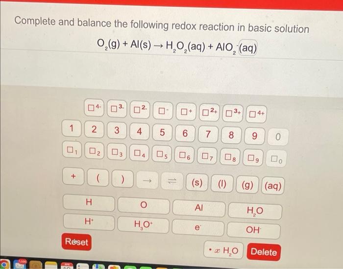 Solved Complete And Balance The Following Redox Reaction In | Chegg.com