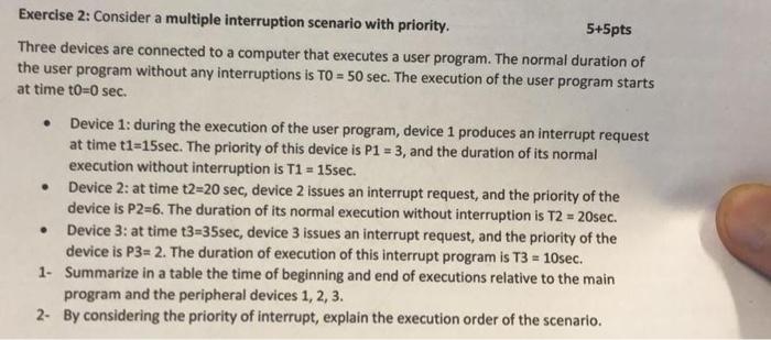 Solved Exercise 2: Consider a multiple interruption scenario | Chegg.com