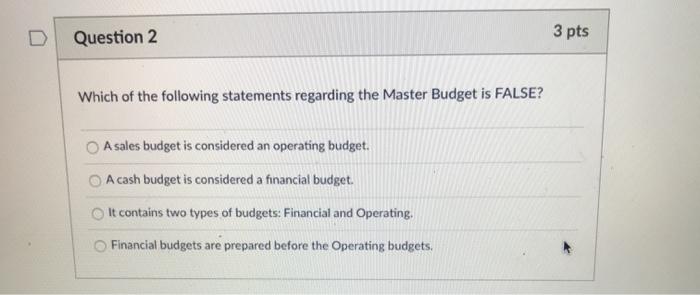 Solved D Question 2 3 pts Which of the following statements | Chegg.com