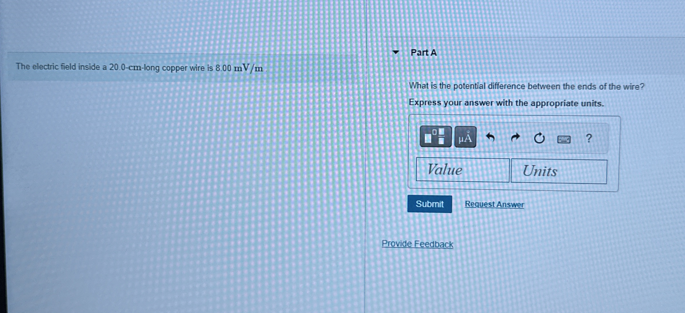 Solved The electric field inside a 20.0cmlong copper wire