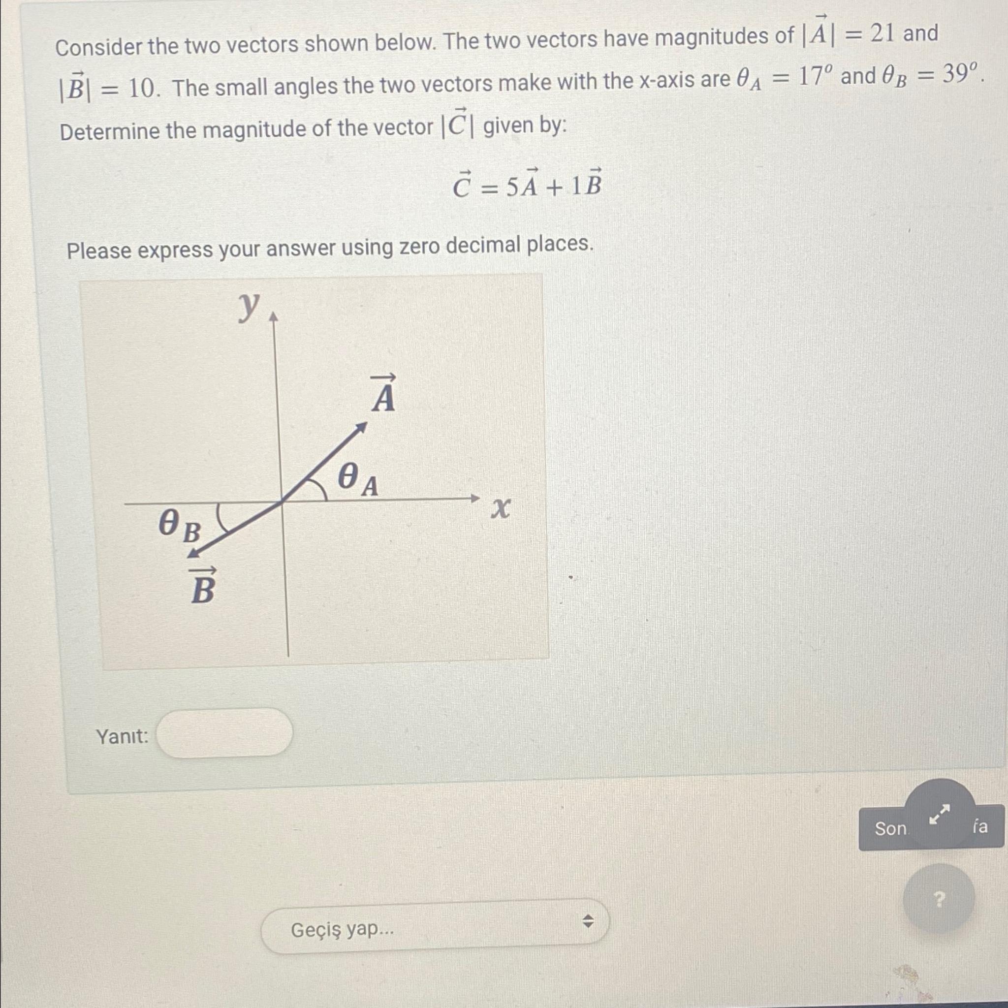 Solved Consider The Two Vectors Shown Below. The Two Vectors | Chegg.com