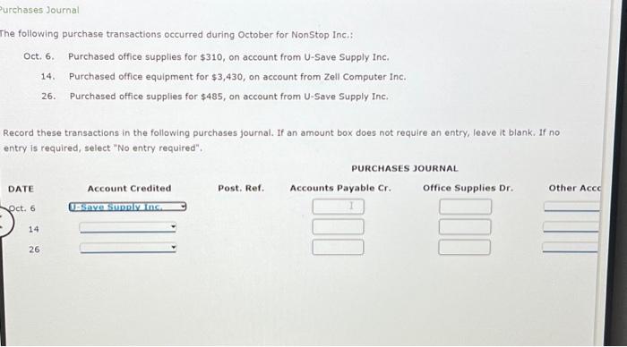 Solved Purchases Journal The following purchase transactions | Chegg.com