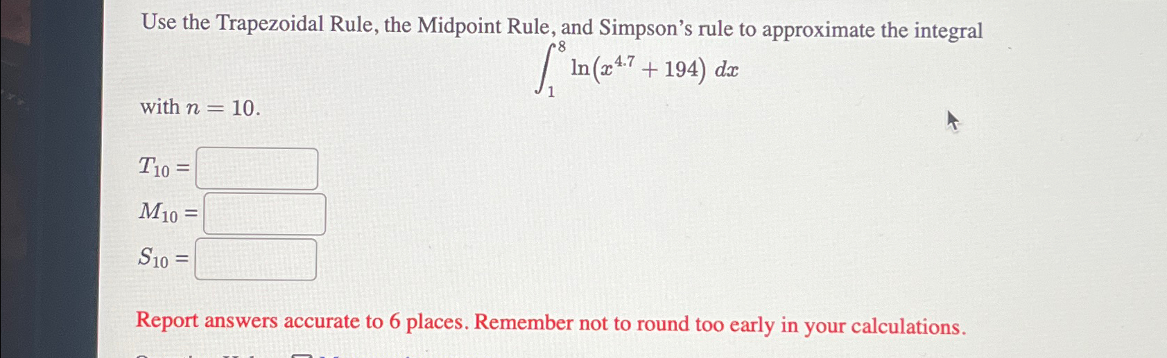 Solved Use the Trapezoidal Rule, the Midpoint Rule, and | Chegg.com