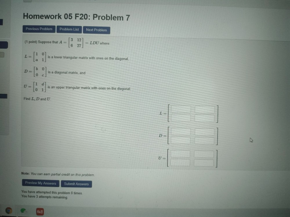 Solved Homework 05 F20: Problem 7 Previous Problem Problem | Chegg.com