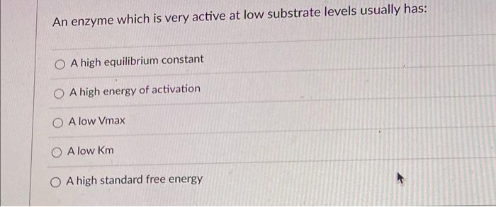 Solved An enzyme which is very active at low substrate | Chegg.com