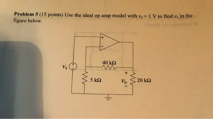 Solved Problem 5 (15 points) Use the ideal op amp model with | Chegg.com