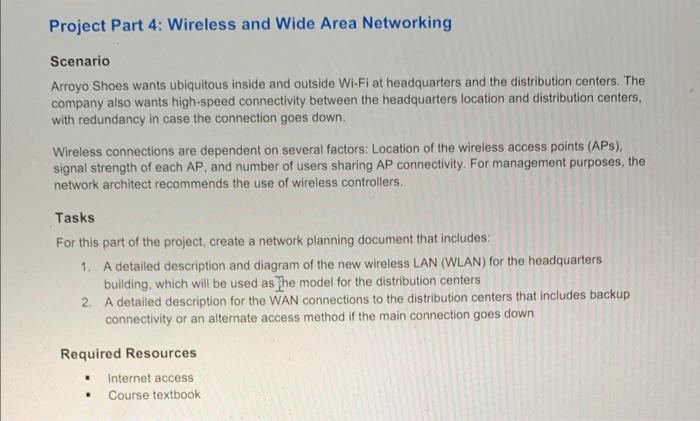 Solved Project Part 4: Wireless and Wide Area Networking | Chegg.com
