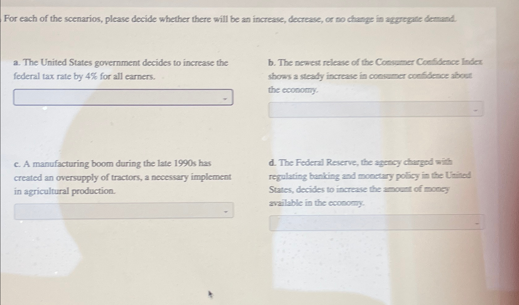 Solved For each of the scenarios, please decide whether | Chegg.com