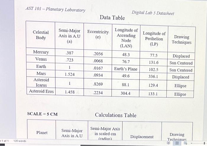 Ast 101 Planetary Laboratory Digital Lab 5 Chegg