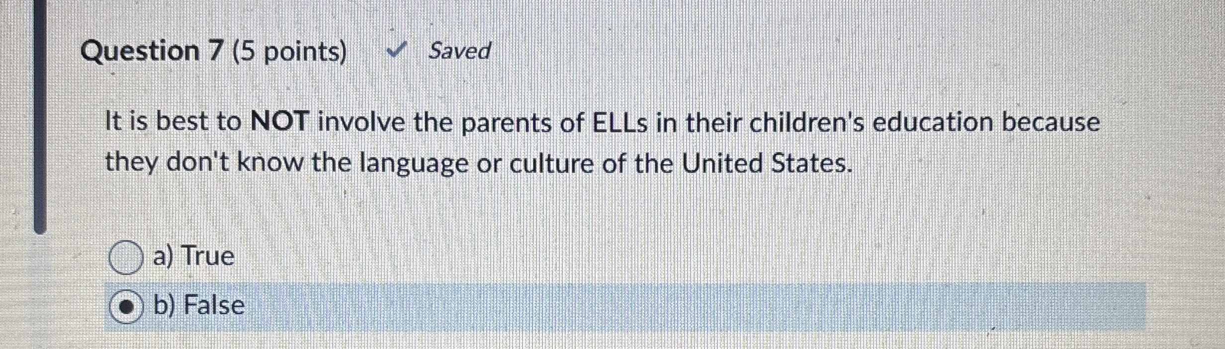 Solved Question 7 (5 ﻿points)It is best to NOT involve the | Chegg.com