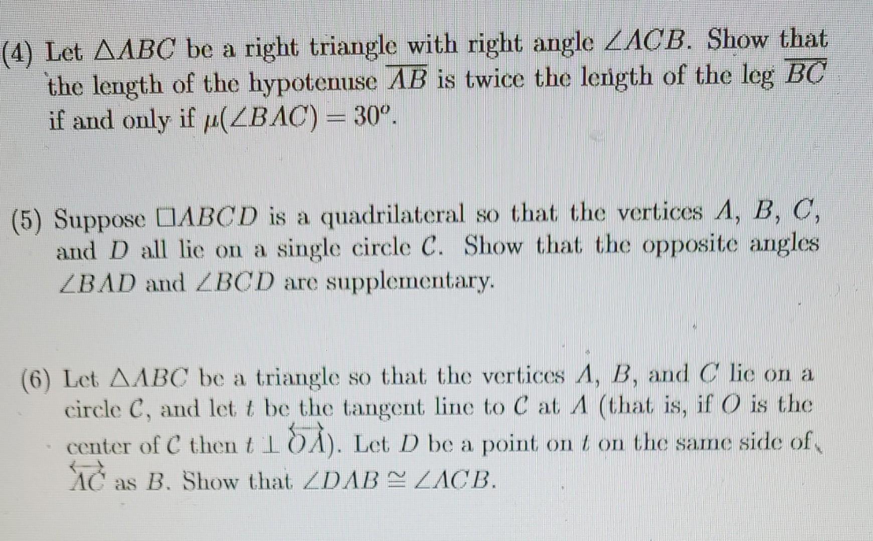 Solved (4) Let AABC be a right triangle with right angle | Chegg.com