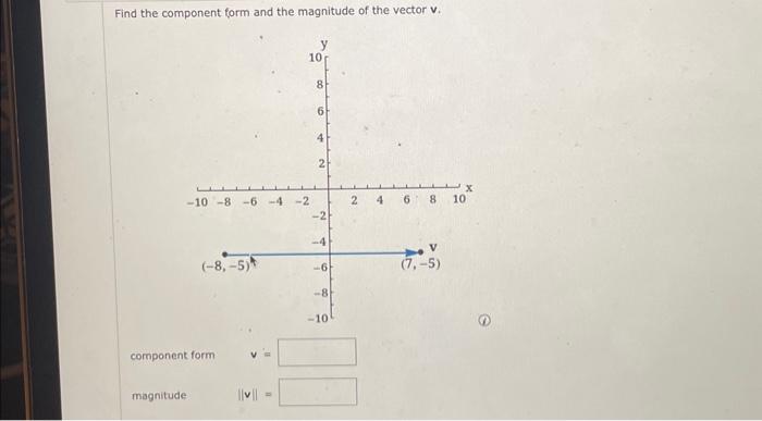 Solved Find the component form and the magnitude of the | Chegg.com