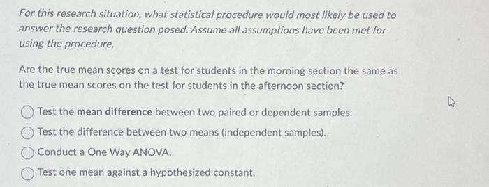 research question statistical test and purpose example brainly