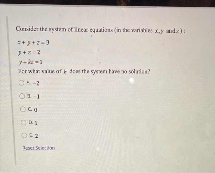Solved Consider the system of linear equations (in the | Chegg.com