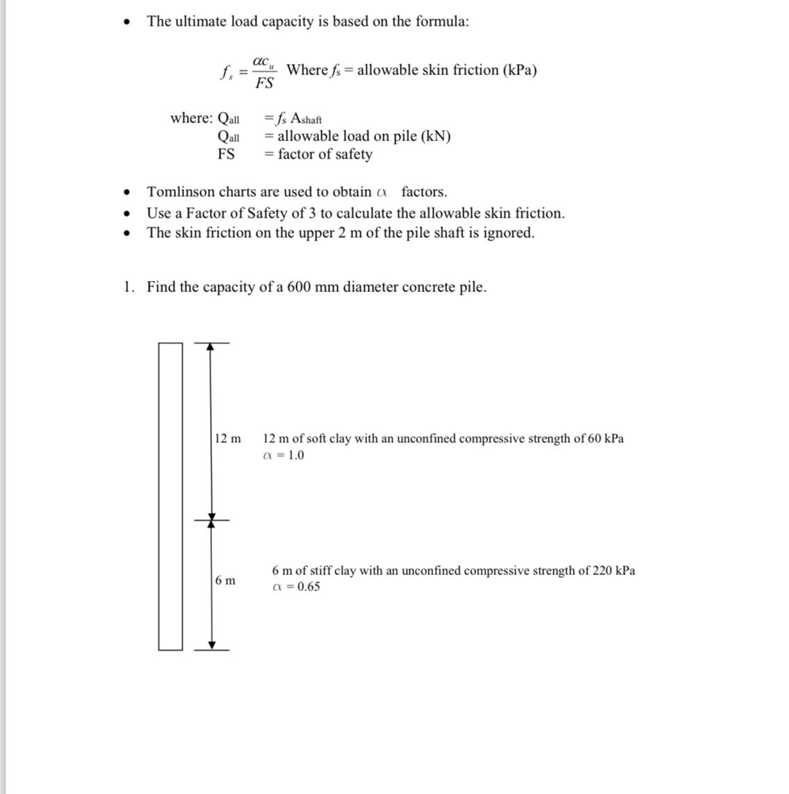 Solved The ultimate load capacity is based on the | Chegg.com