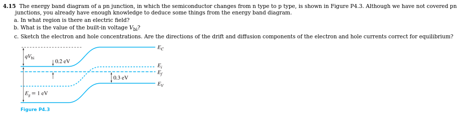 Solved 4.15 ﻿The energy band diagram of a pn junction, in | Chegg.com