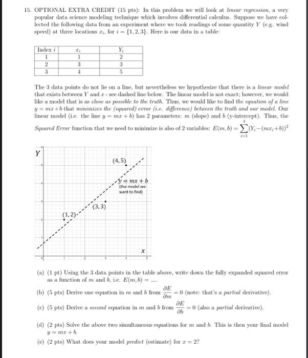 Solved 15. OPTIONAL EXTRA CREDIT (15 pts): In this problem | Chegg.com