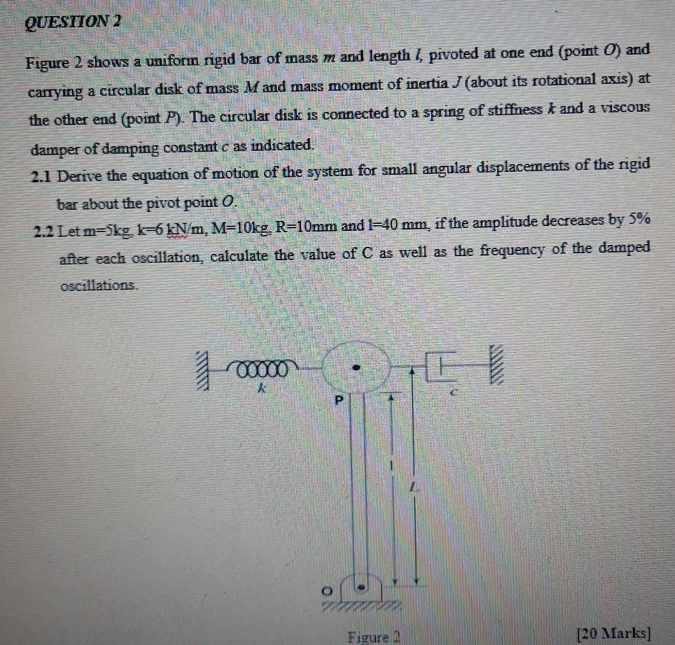 [Solved] QUESTION 2 Figure 2 shows a uniform rigid bar