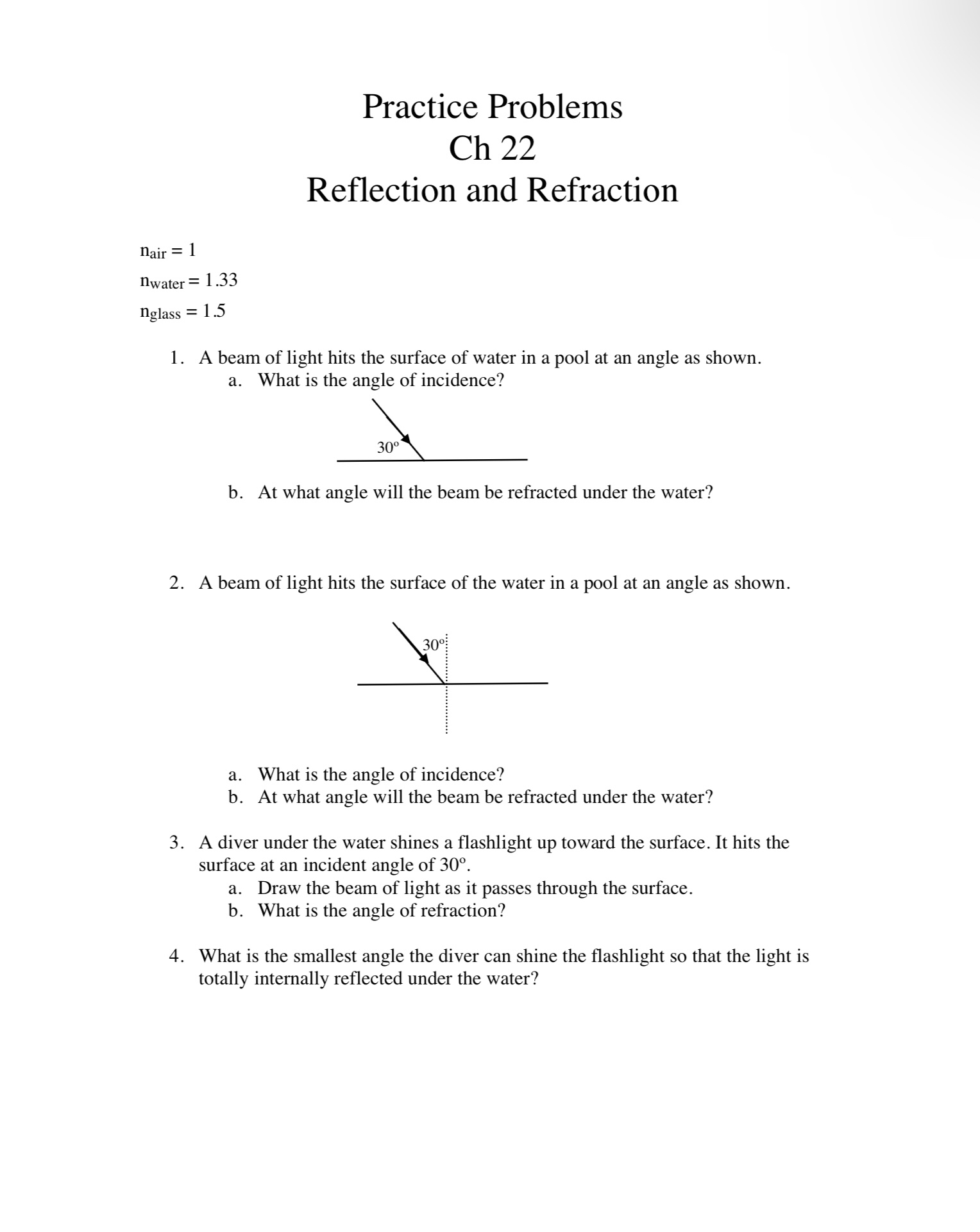 Practice ProblemsCh 22Reflection and | Chegg.com