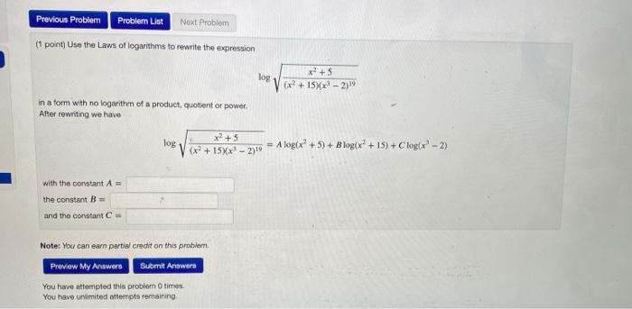 Solved HW 4.2: Problem 2 Previous Problem Problem List | Chegg.com