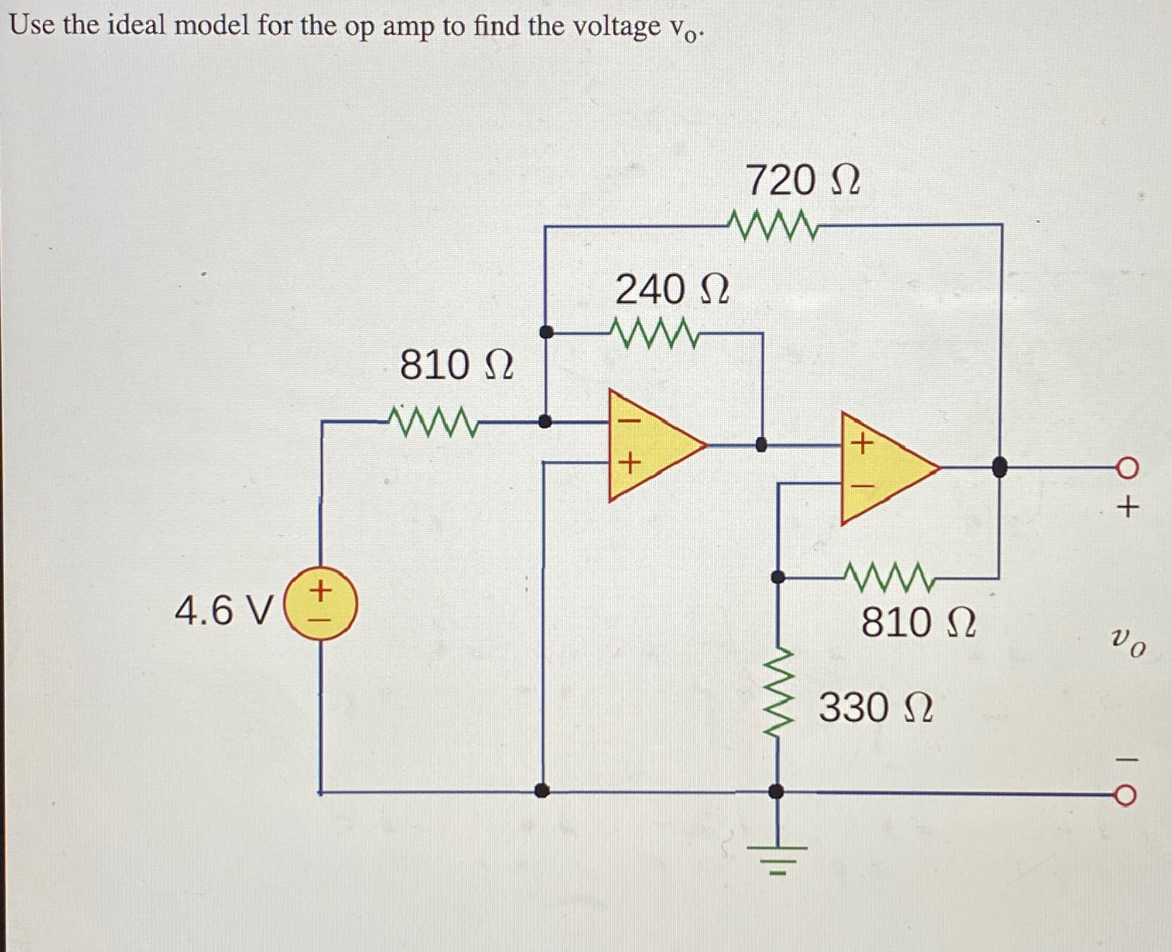 Solved Use the ideal model for the op amp to find the | Chegg.com