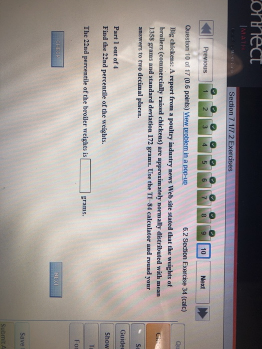 Solved Onnect Section 7.1/7.2 Exercises Previous Next | Chegg.com