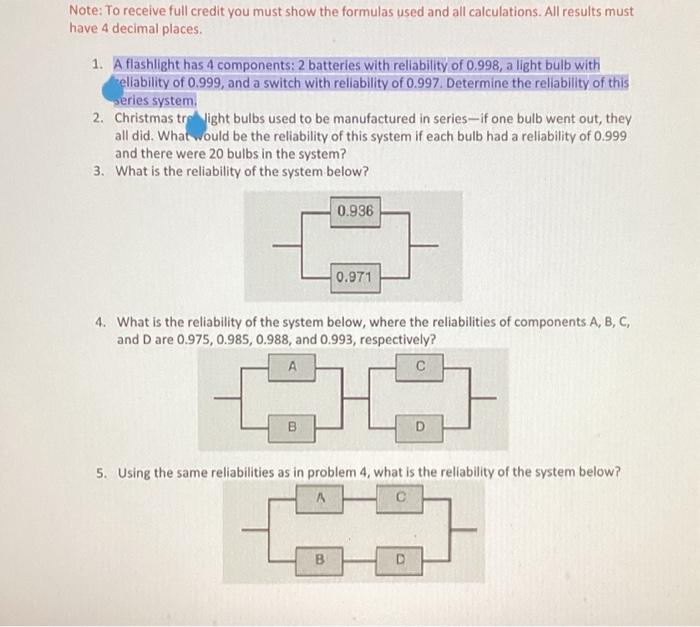 Solved Note: To receive full credit you must show the | Chegg.com